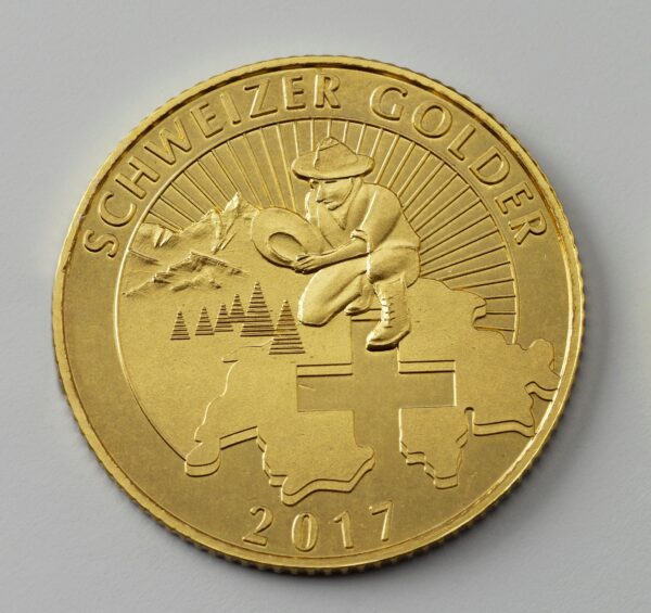 "Schweizer Golder" 2017 die seltene Medaille/Münze aus Schweizer Naturgold limitierte und nummerierte Auflage 77 Stk.