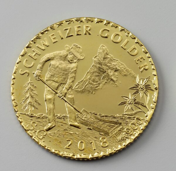 "Schweizer Golder" 2018 die seltene Medaille/Münze aus Schweizer Naturgold limitierte und nummerierte Auflage nur 55 Stk.